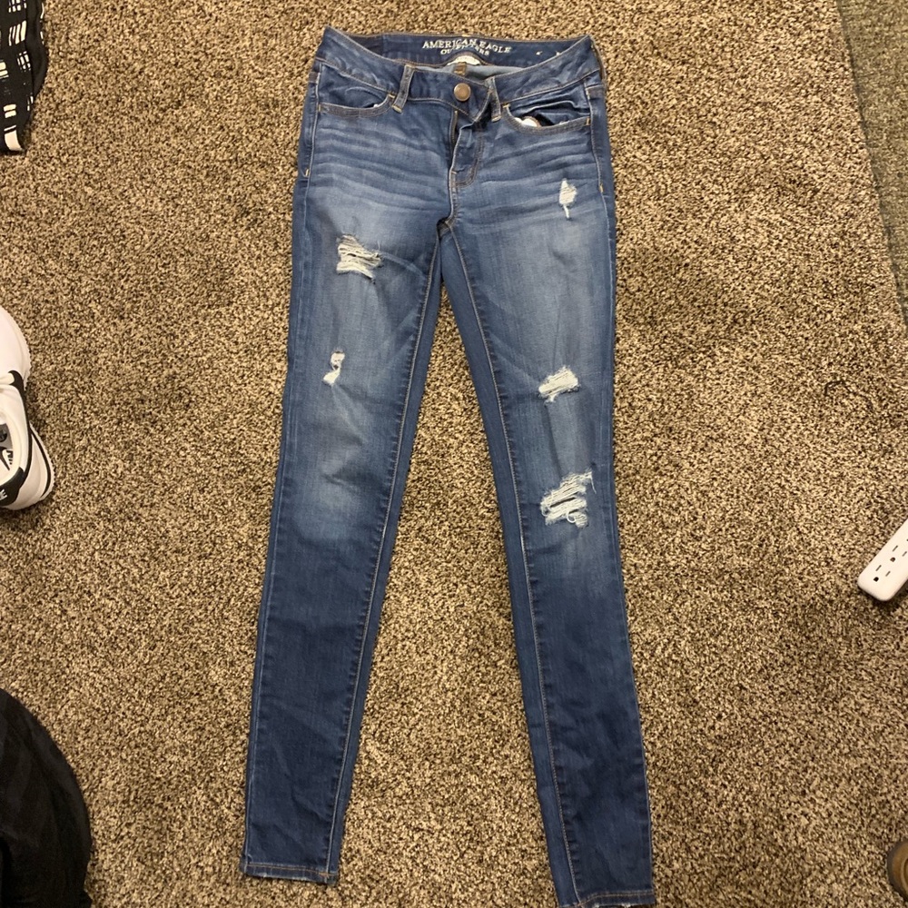 American eagle super stretch ripped jeggings